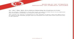 Press Release Regarding the Explosion in Cuba
