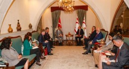 Cumhurbaşkanı Ersin Tatar, Türkiye Cumhuriyeti Dışişleri Bakanlığı İkili Siyasi İşler ve Denizcilik- Havacılık- Hudut Genel Müdürü Büyükelçi Burak Özügergin ve beraberindekileri kabul etti