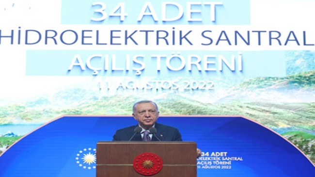 Cumhurbaşkanı Erdoğan, DSİ tarafından yapımı tamamlanan 34 hidroelektrik santralinin açılış törenine katıldı