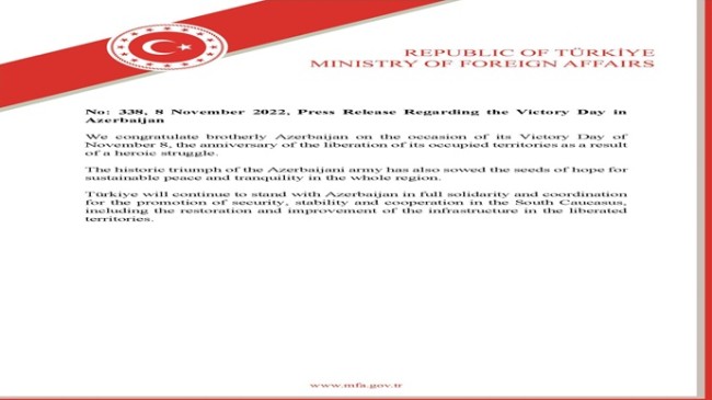 Press Release Regarding the Victory Day in Azerbaijan