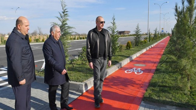 İlham Aliyev, Ağdam şehrinin iç yollarında yürütülen çalışmalarla tanıştı