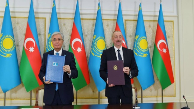 Azerbaycan-Kazakistan belgelerinin imza töreni düzenlendi