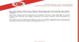 Press Release Regarding the Visit of H.E. Mr. Bujar Osmani, Minister of Foreign Affairs of the Republic of North Macedonia to Türkiye