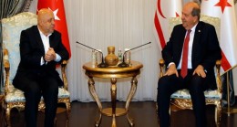 Cumhurbaşkanı Ersin Tatar, Türkiye Hak-İş Genel Başkanı Mahmut Arslan ve Kamu-Sen Genel Başkanı Metin Atan’ı kabul etti