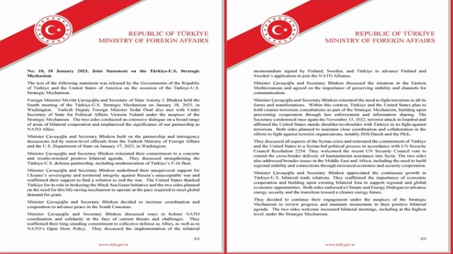 Joint Statement on the Türkiye-U.S. Strategic Mechanism